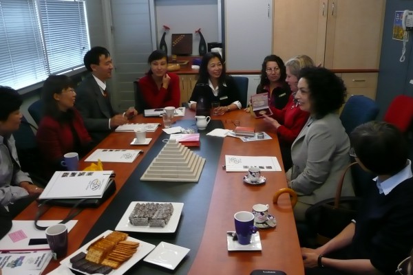 Gold Coast, Australia 2007: Sheri accompanying Dr. Xie Chunfeng, Director Research Center for Moral Education B.A.E.S. and his colleagues to Upper Coomera State High School